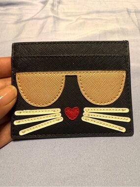 Karl Lagerfeld Black Card Holder with Gold Logo